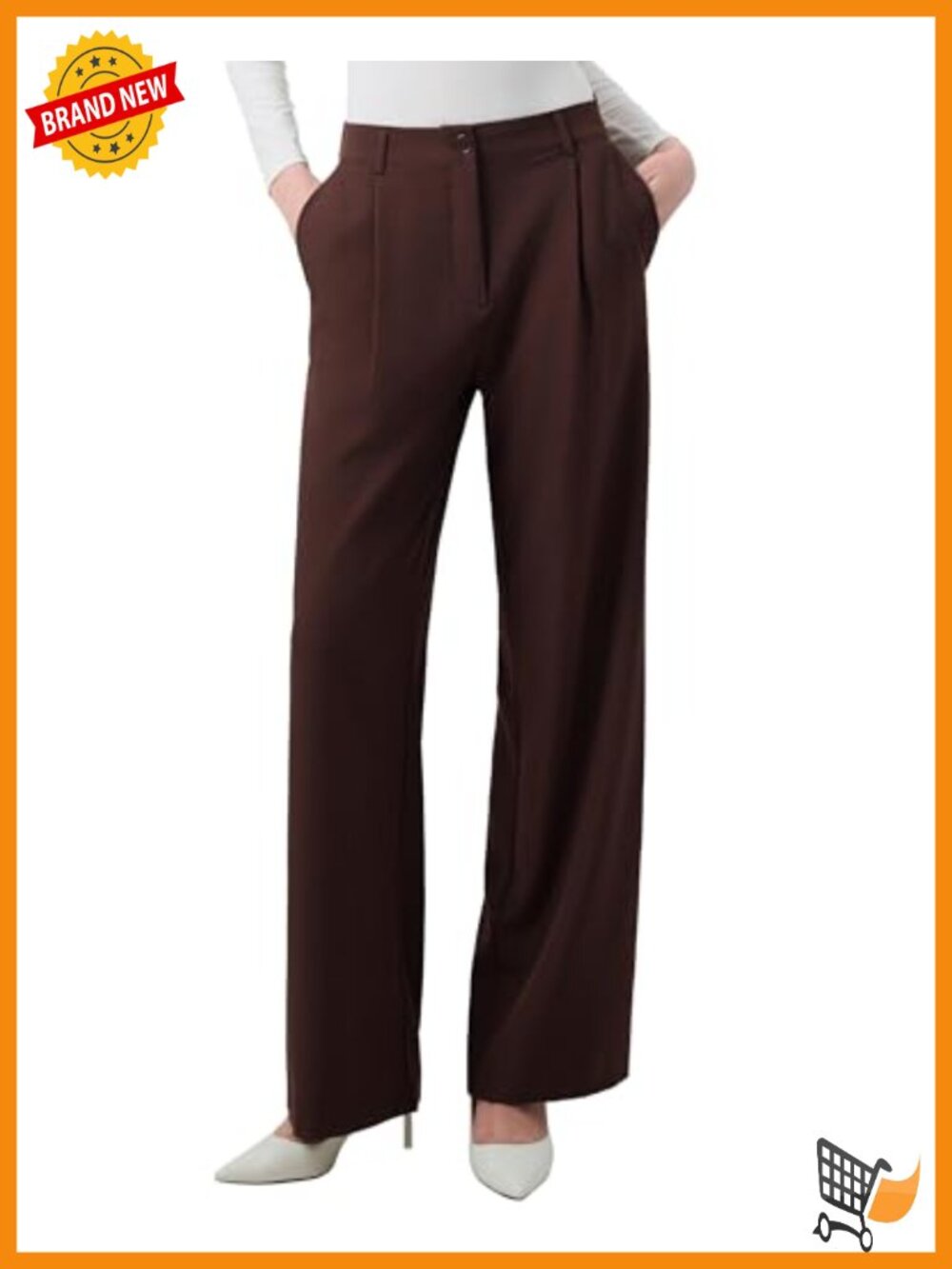 Women's High Waisted Wide Leg Dress Pants Elastic Back Trousers